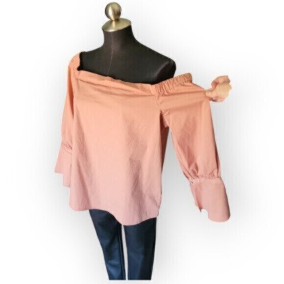 Pastel Rose Puff Sleeve Blouse Size Medium - Picture 6 of 11